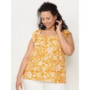 NWT LC Lauren Conrad Ruffle Swing Top Yellow Floral Plus Size 4X